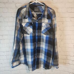 Men's Straight Faded longsleeve button-down shirt, size XXL